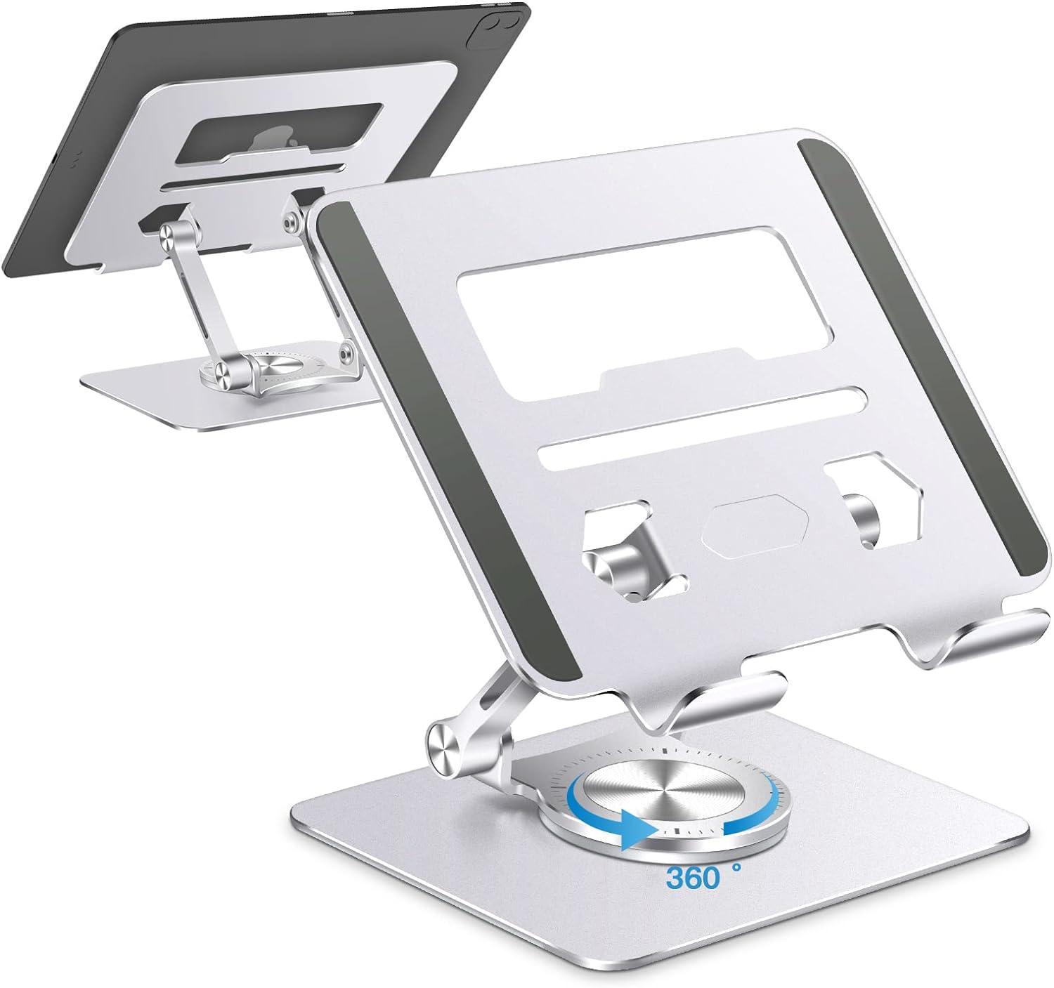 Tablet Stand, Adjustable Tablet Holder, 360° Rotating Aluminium Tablet Holder – Portable, Foldable, Non-Slip Design for Smartphones, Tablets, and Laptops - LIFE STORES UGANDA