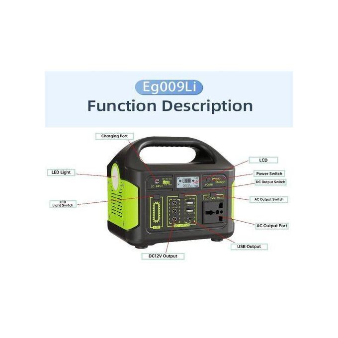 Eg009Li 300W Portable Power Station LiFePO4 204.8Wh–256Wh USB-C AC Output Solar Generator Backup Battery