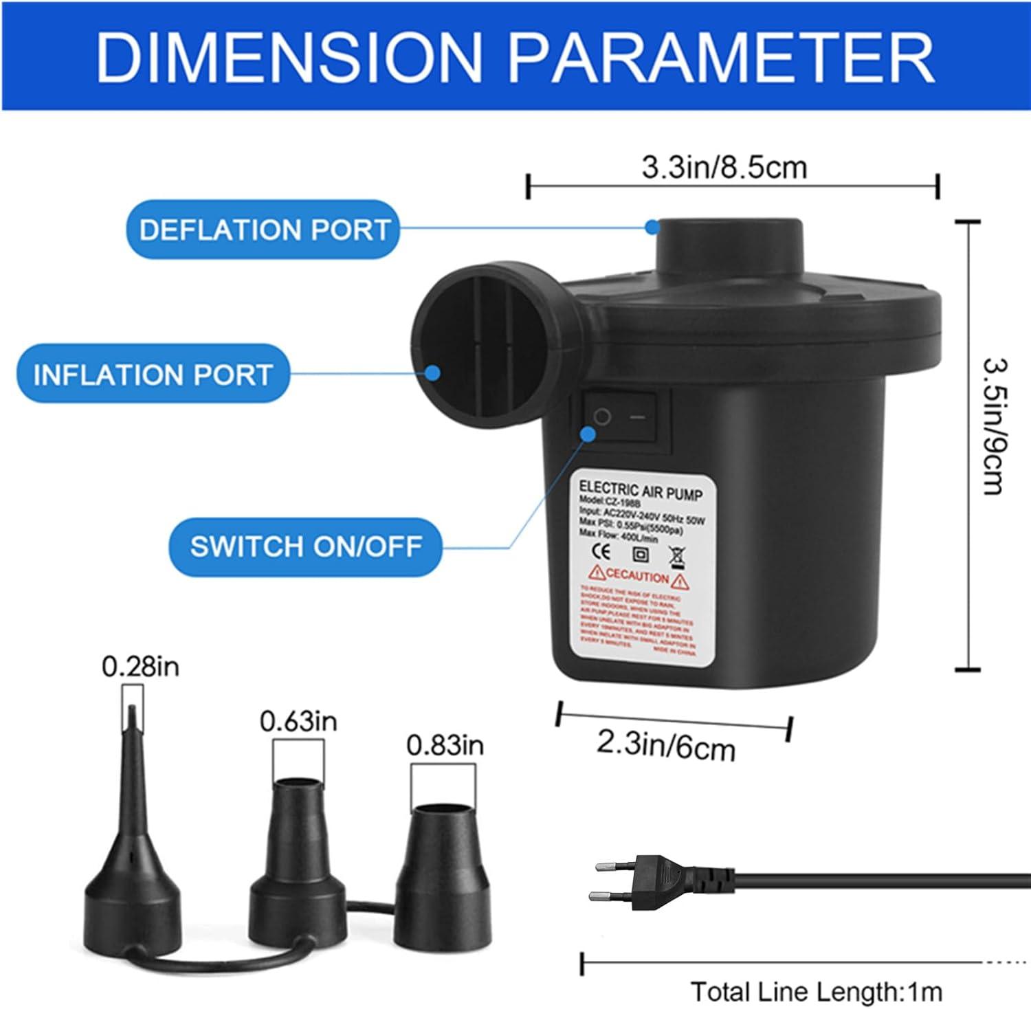 Electric Inflator Pump – Portable Air Pump with 3 Nozzles for Fast Inflation & Deflation - LIFE STORES UGANDA