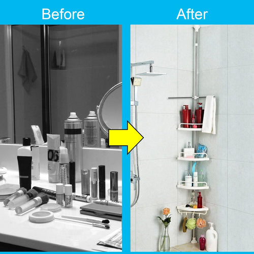 4-Tier Multi-Functional Corner Shelf – Adjustable Telescopic Bathroom Shower Caddy Organizer for Kitchen and Bathroom - LIFE STORES UGANDA