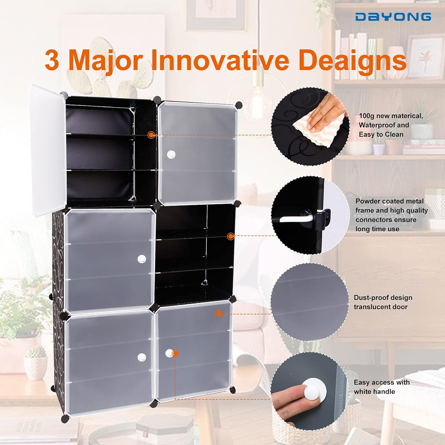 Portable Shoe Rack Organizer Tower – Modular Cube Storage Cabinet with Translucent Doors (Multi-Color) - LIFE STORES UGANDA