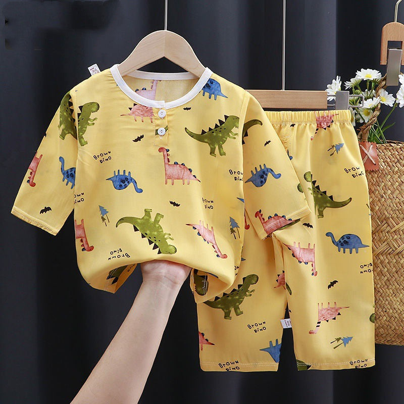 Summer Cartoon Cotton-Silk Pajamas for Kids – Ultra-Soft & Breathable Baby Clothes(Sizes 90–160) - LIFE STORES UGANDA