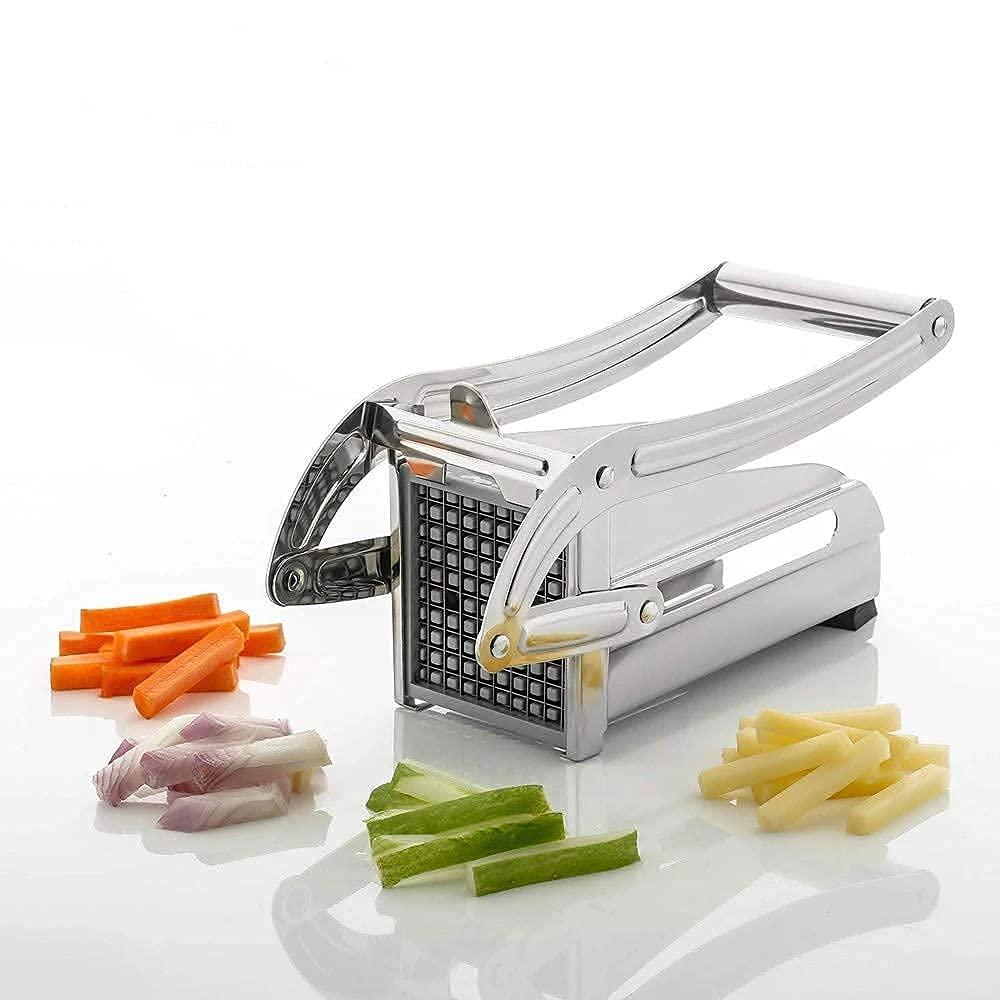 Stainless Steel Manual French Fries Potato Chips Cutter – Silver (Effortless Cutting for Perfect Fries Every Time!) - LIFE STORES UGANDA