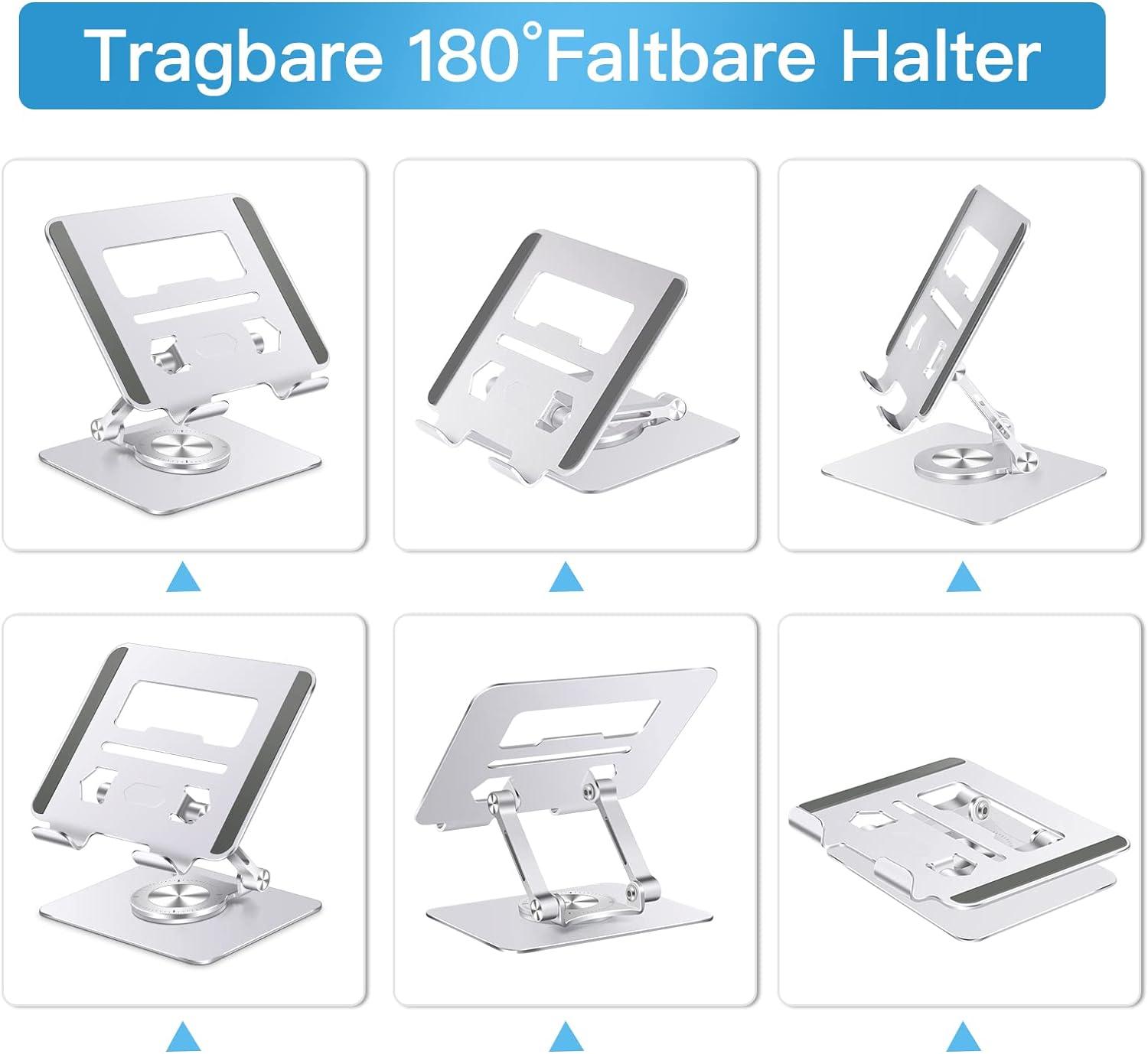 Tablet Stand, Adjustable Tablet Holder, 360° Rotating Aluminium Tablet Holder – Portable, Foldable, Non-Slip Design for Smartphones, Tablets, and Laptops - LIFE STORES UGANDA