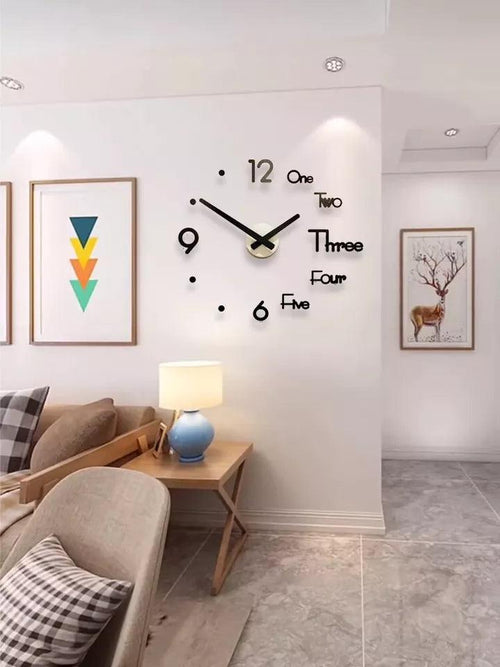 3D Wall Clock – DIY Sticker Clock Large – Modern Home Decor - LIFE STORES UGANDA