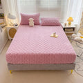 Non-Iron Deep Fitted Bed Sheets - Winter Warm Coral Fleece Mattress Topper