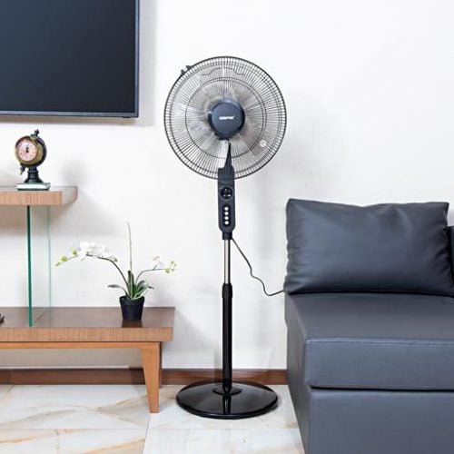 Geepas 16″ Stand Fan, 5 AS Blades, 60W Motor, GF9488 | Overheat Protection | Horizontal Oscillation | Piano Buttons | 128 Ribbed Grills | Ideal for Home, Office, 2 years warranty
