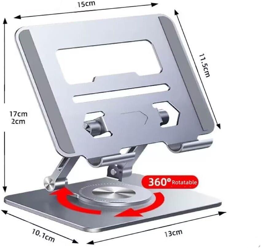 Tablet Stand, Adjustable Tablet Holder, 360° Rotating Aluminium Tablet Holder – Portable, Foldable, Non-Slip Design for Smartphones, Tablets, and Laptops - LIFE STORES UGANDA