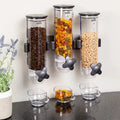 Triple Canister Cereal Dispenser – Wall Mounted Dry Food Dispenser (Silver & Black, 3-Pack) - LIFE STORES UGANDA