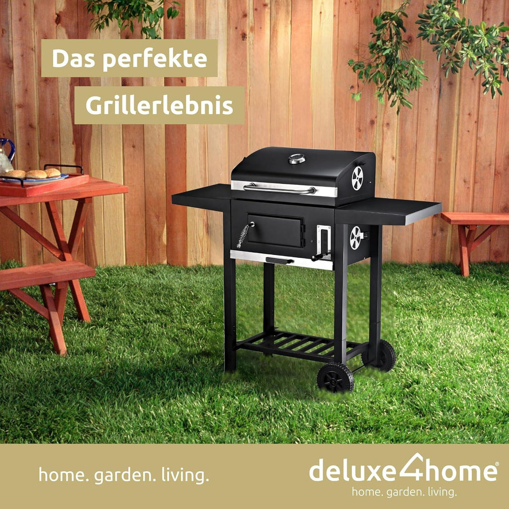 Portable Charcoal Grill BBQ Outdoor Grill for Camping – Charcoal Grill with Lid & Rollbar with Side Shelf - LIFE STORES UGANDA
