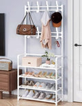 Multi-Tier Shoe Rack & Modern Standing Garment Rack – 5-Shelf Coat Organizer with Bottom Storage (Stainless Steel, 60 x 26 x 172 cm) - LIFE STORES UGANDA