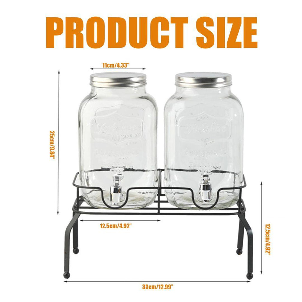 Glass Beverage Dispenser Set with Stand – 2 x 1-Gallon Drink Dispensers with Lids & Faucets - LIFE STORES UGANDA