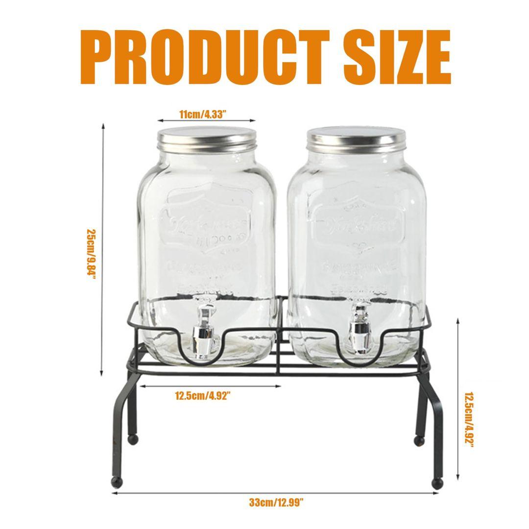 Glass Beverage Dispenser Set with Stand – 2 x 1-Gallon Drink Dispensers with Lids & Faucets - LIFE STORES UGANDA