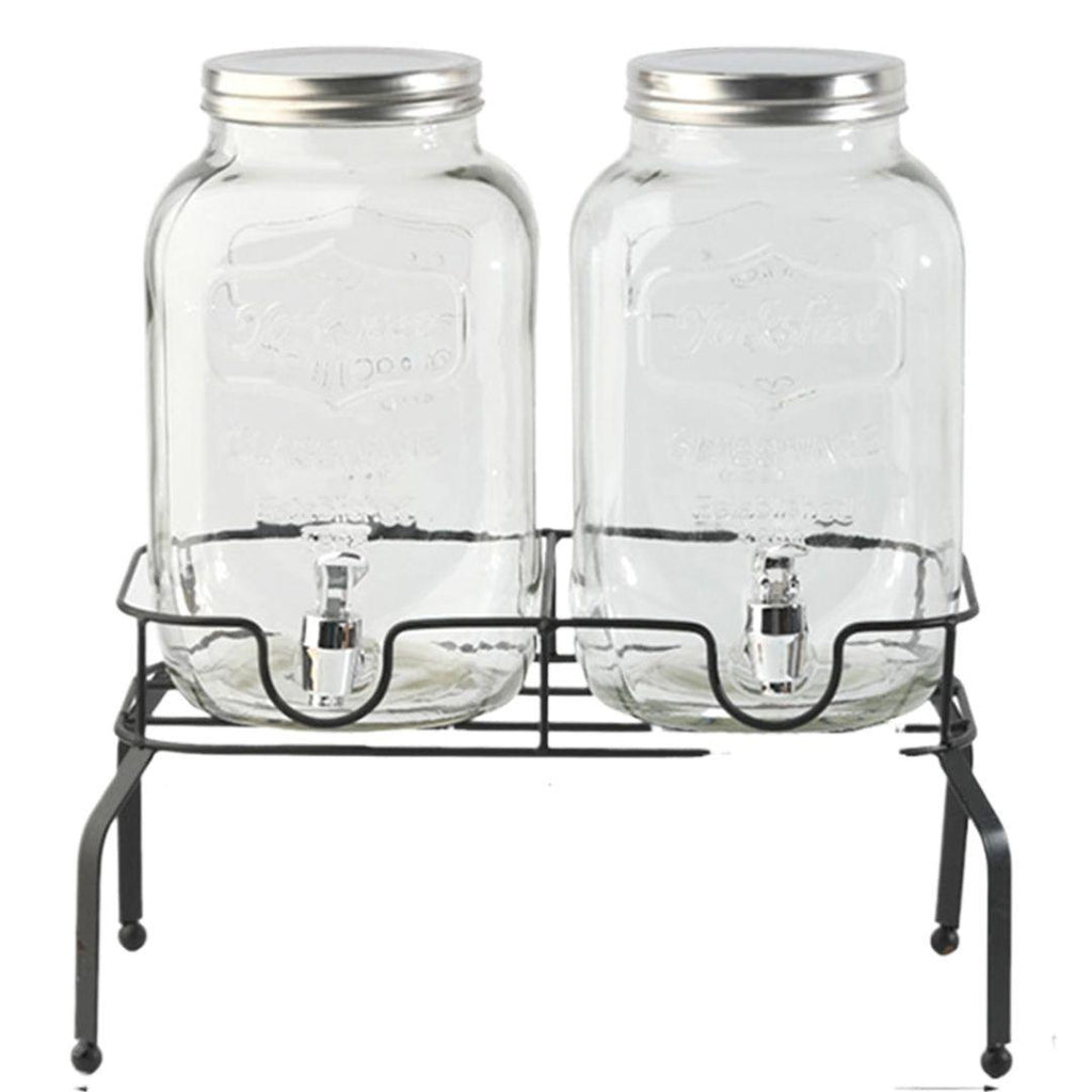 Glass Beverage Dispenser Set with Stand – 2 x 1-Gallon Drink Dispensers with Lids & Faucets - LIFE STORES UGANDA