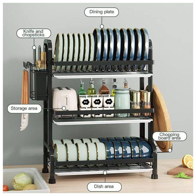 3 Tier Large Capacity Dish Drainer Storage Rack Organizer With Drainer – The Ultimate Kitchen Organizer - LIFE STORES UGANDA