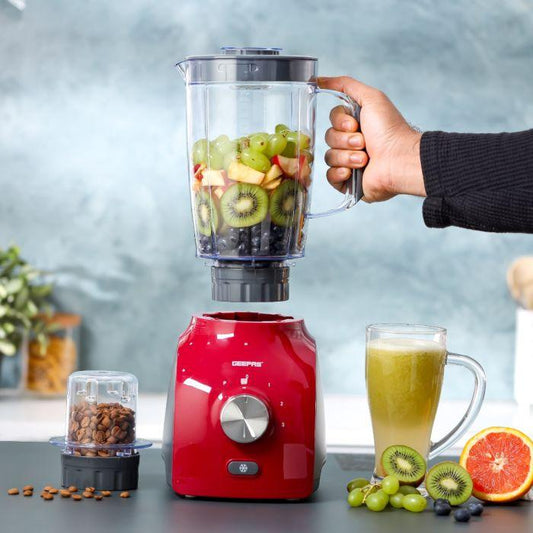 Geepas GSB5485 600W 2-in-1 Blender | Stainless Steel Blades, 2 Speed Control, Pulse Function, Overheat Protection, Ice Crusher & Coffee Grinder - LIFE STORES UGANDA