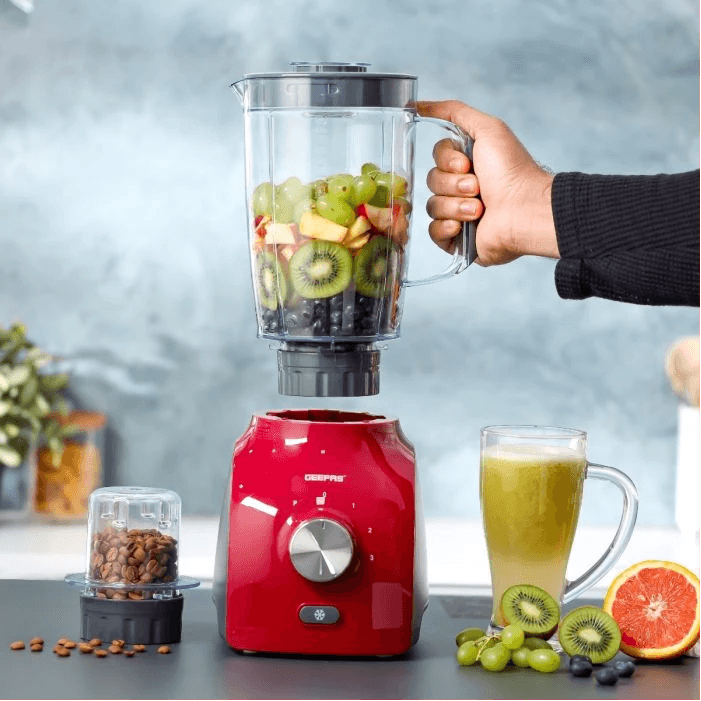 Geepas GSB5485 600W 2-in-1 Blender | Stainless Steel Blades, 2 Speed Control, Pulse Function, Overheat Protection, Ice Crusher & Coffee Grinder - LIFE STORES UGANDA