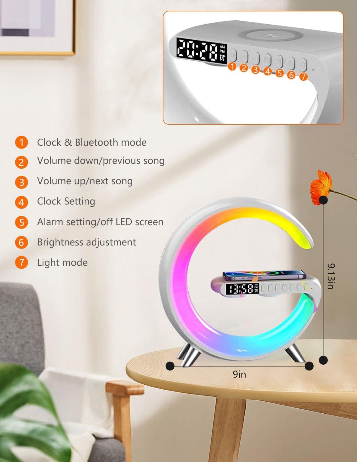 Wireless Charger Ambiance Lamp with Bluetooth Speaker & Alarm Clock - LIFE STORES UGANDA