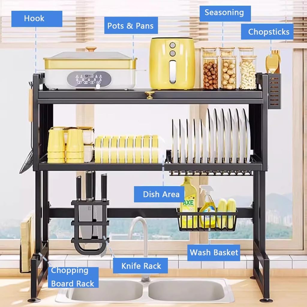 Over Sink Dish Drying Rack – 3 Tier Large Kitchen Dish Drainer with Utensil Holder - LIFE STORES UGANDA