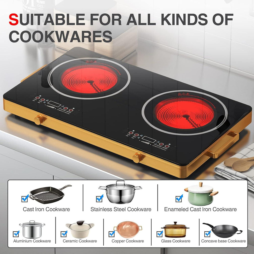 Hoffmans Induction Cooker 2 Burner – Infrared Hot Plate Stove with Touch Panel & Dial Controls - LIFE STORES UGANDA