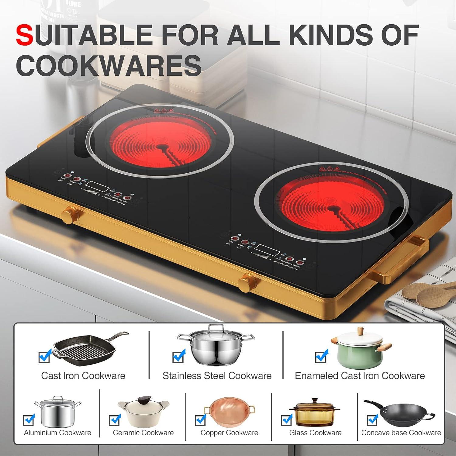 Hoffmans Induction Cooker 2 Burner – Infrared Hot Plate Stove with Touch Panel & Dial Controls - LIFE STORES UGANDA