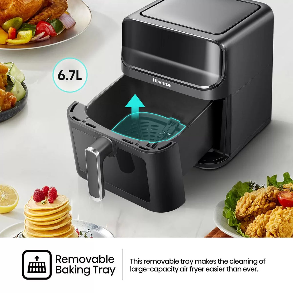 Hisense H06AFBS2S3 6.7L Digital Air Fryer 1350W LED Touch Control 10 Presets Rapid Air Technology Matte Black
