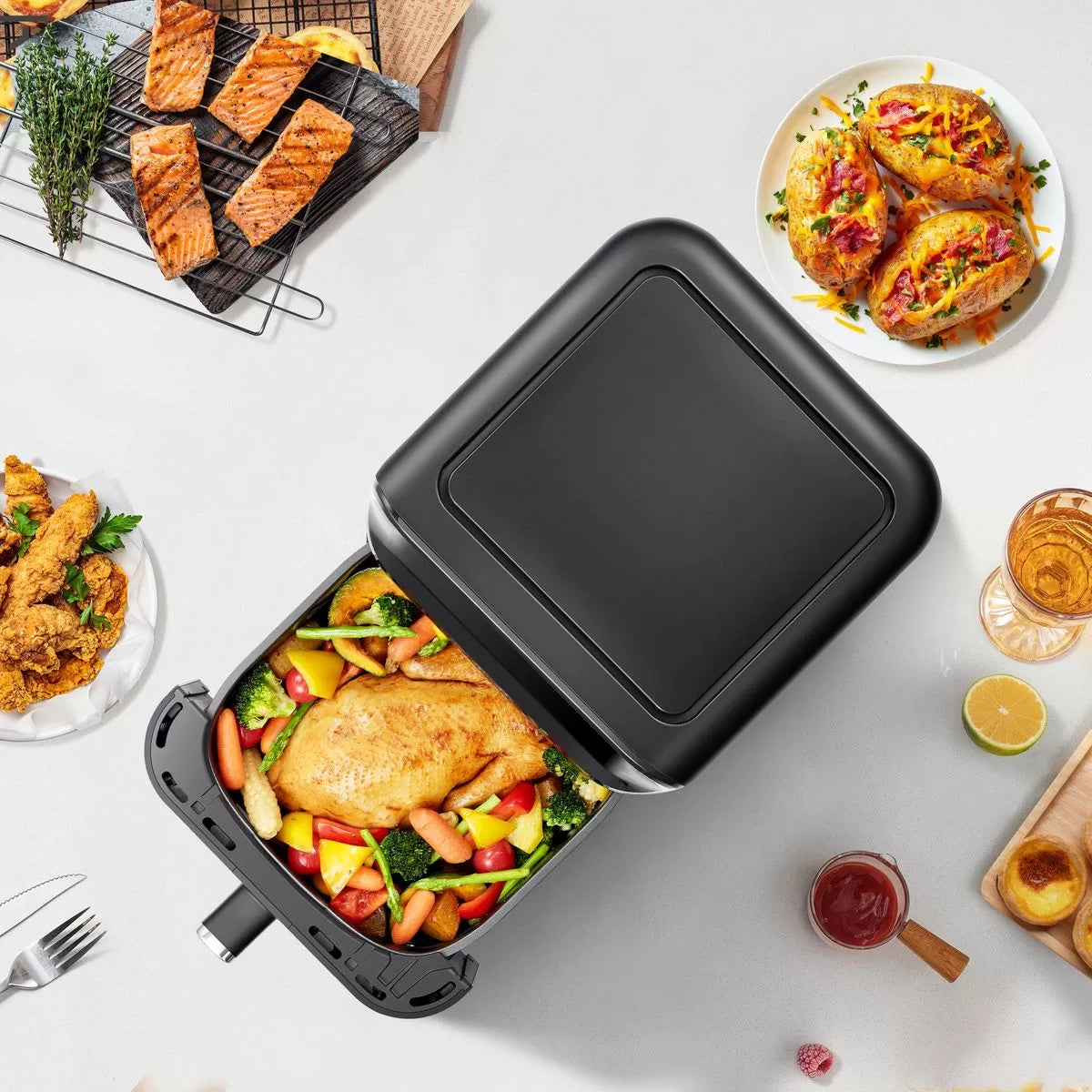 Hisense H06AFBS2S3 6.7L Digital Air Fryer 1350W LED Touch Control 10 Presets Rapid Air Technology Matte Black