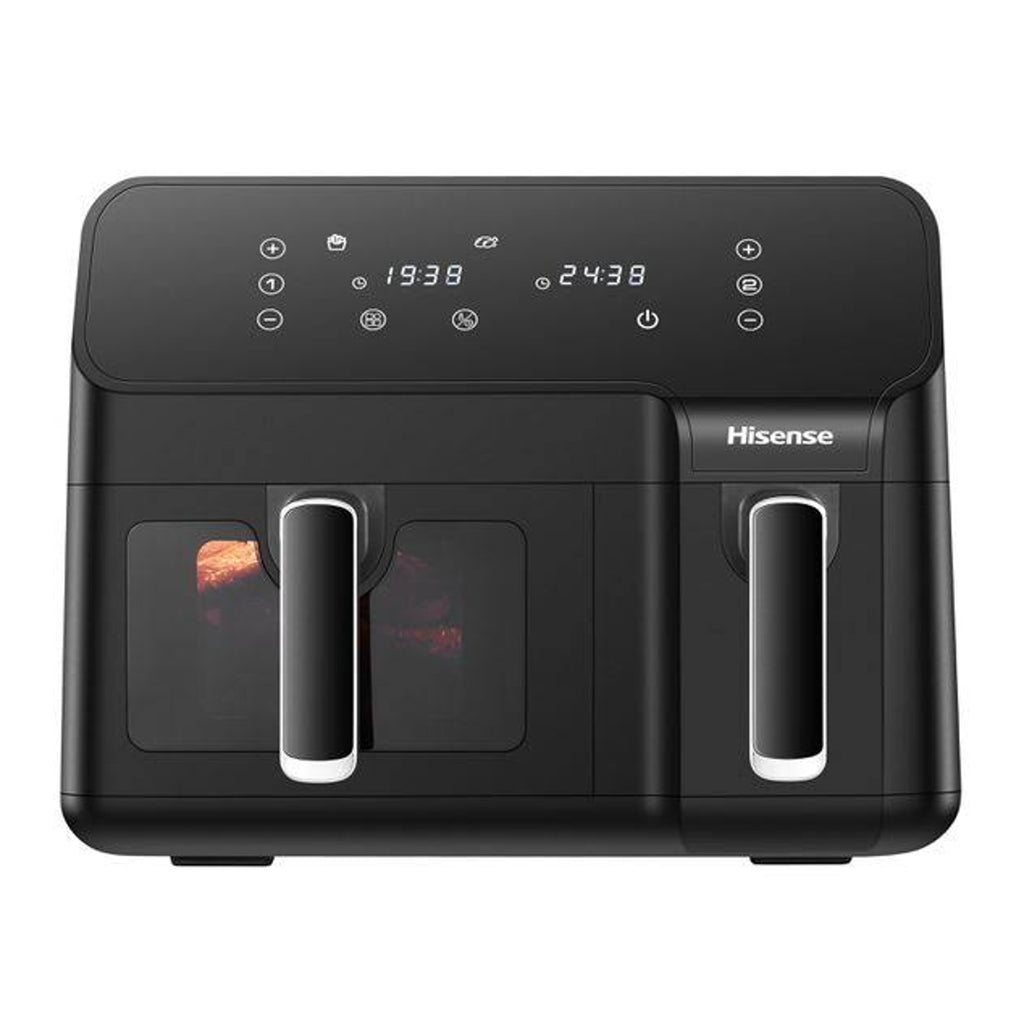 Hisense H09AFBK2S5 8L Dual Basket Air Fryer 2700W Smart Touch Control 8 Presets 2-in-1 Cooking System Matte Black