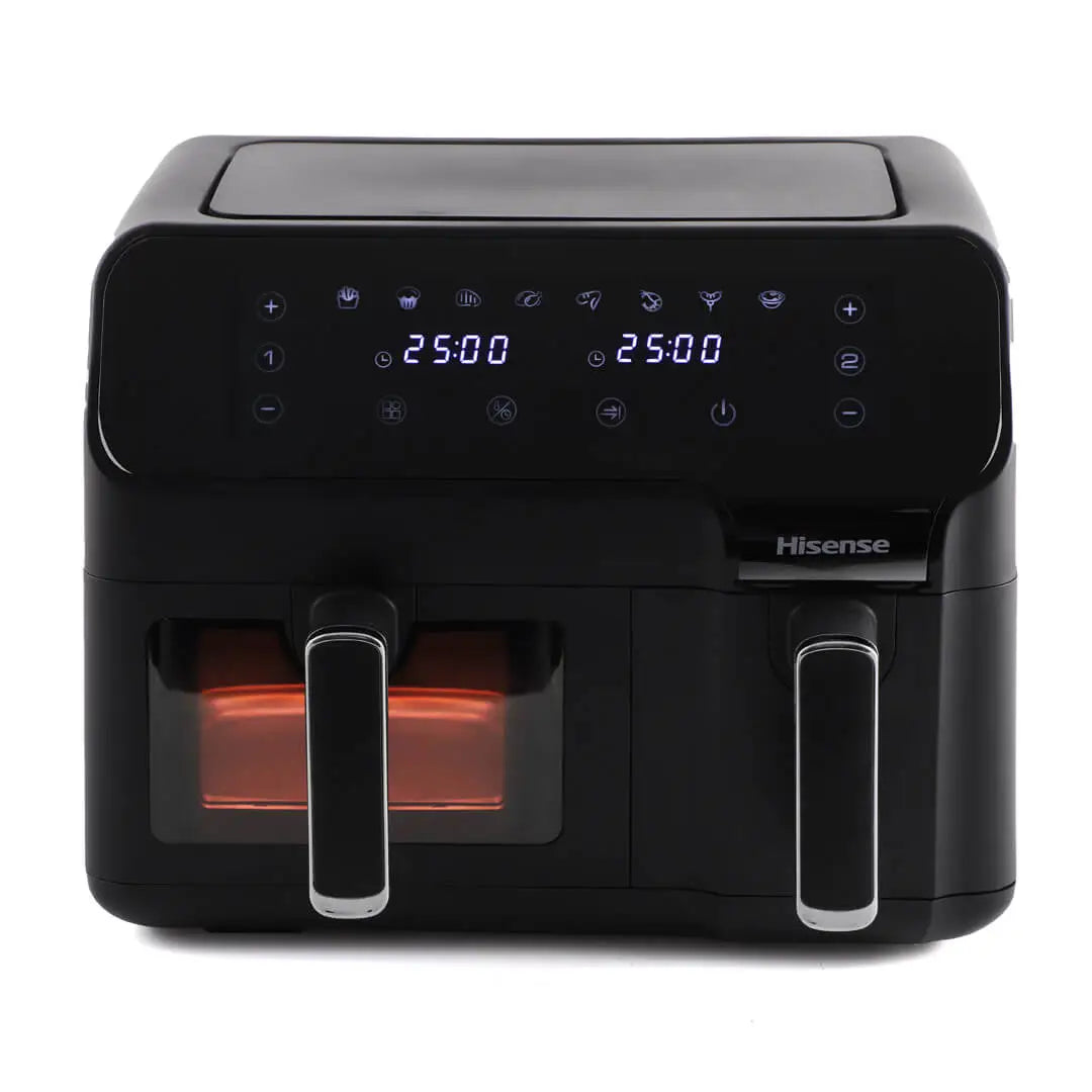Hisense H09AFBK2S5 8L Dual Basket Air Fryer 2700W Smart Touch Control 8 Presets 2-in-1 Cooking System Matte Black