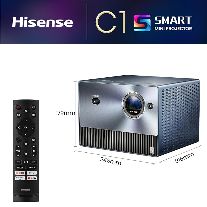 Hisense C1 Laser Smart Portable 4K Projector – TriChroma RGB Laser, Dolby Vision, JBL Speakers & Smart Streaming