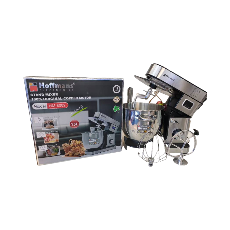 Hoffmans 15L Stand Mixer 2000W Commercial & Home Kitchen Food Mixer Stainless Steel
