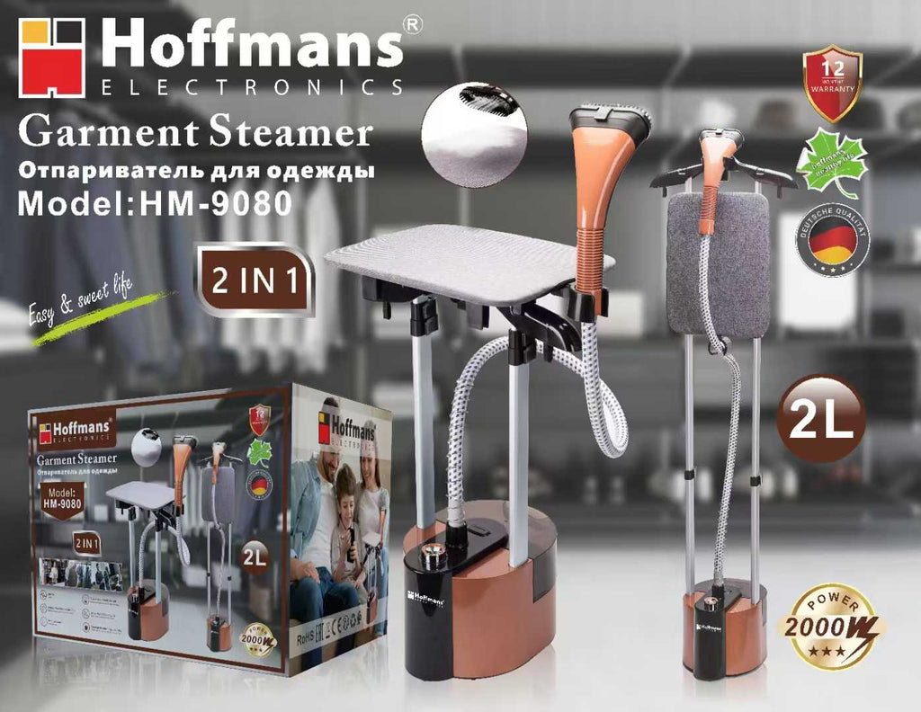 Hoffmans HM-9080 2-in-1 Garment Steamer & Ironing System 2000W Vertical Steam Iron with 2L Tank