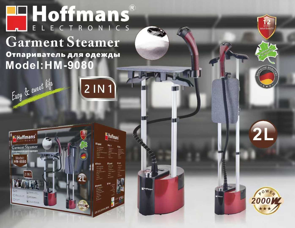 Hoffmans HM-9080 2-in-1 Garment Steamer & Ironing System 2000W Vertical Steam Iron with 2L Tank