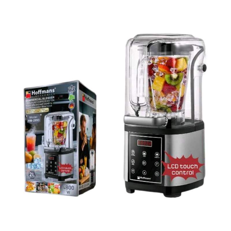 Hoffmans HM-2093 Commercial Blender 4800W – High Speed Smart Touch Ice Crusher Blender with Silence Cover
