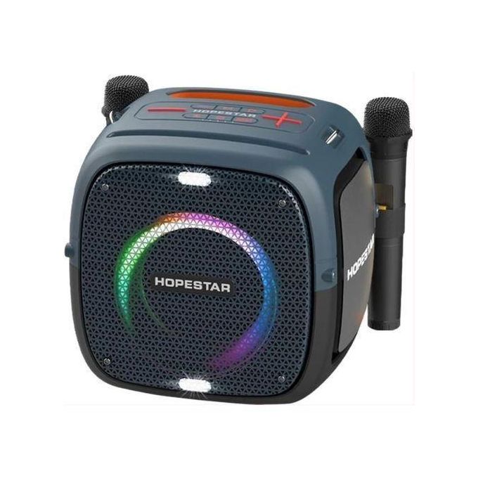 Hopestar Party One 80W Bluetooth Party Speaker RGB Lights 12500mAh Battery with 2 Wireless Microphones IPX6 Waterproof Karaoke Speaker