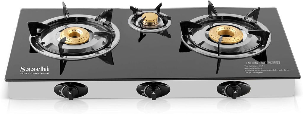 Saachi Triple Burner Glass Gas Stove – Power, Style & Convenience in Every Meal - LIFE STORES UGANDA