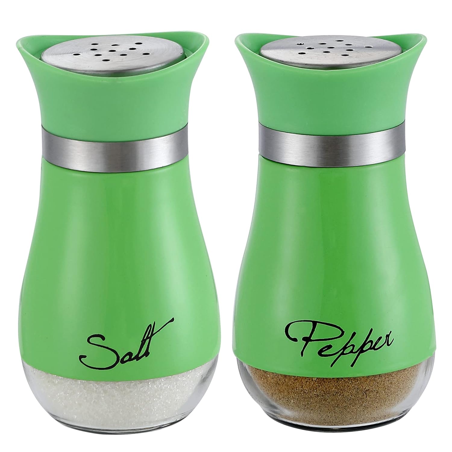 Salt and Pepper Shakers with Stainless Steel Lid – Refillable Glass Bottles, 2-Pack (4oz, Multi-Colored) - LIFE STORES UGANDA