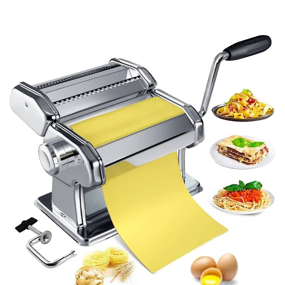 Pasta Machine – Stainless Steel Manual Noodles Maker with Multiple Adjustable Thickness Settings - LIFE STORES UGANDA