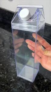 Transparent Milk Carton Water Bottle – 1000ml Reusable Clear Bottle | Leakproof, Lightweight, Fridge Safe