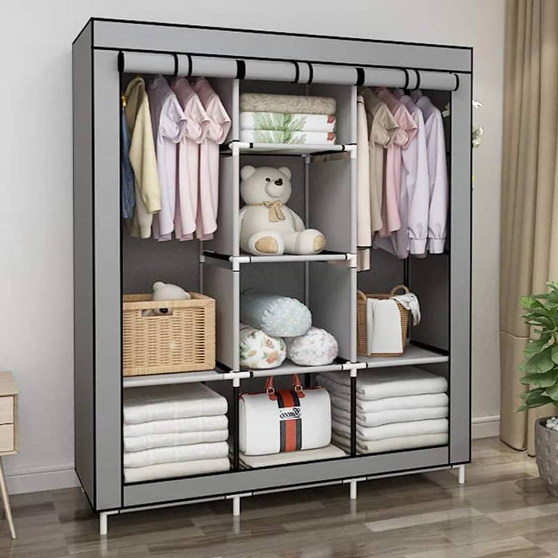 Portable Wardrobe Clothes Closet – Standing Fabric Storage Organizer Cabinet - LIFE STORES UGANDA
