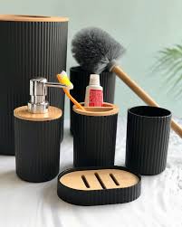6-in-1 Black Bathroom Accessories Set – Stylish, Durable & Fully Functional for Modern Spaces