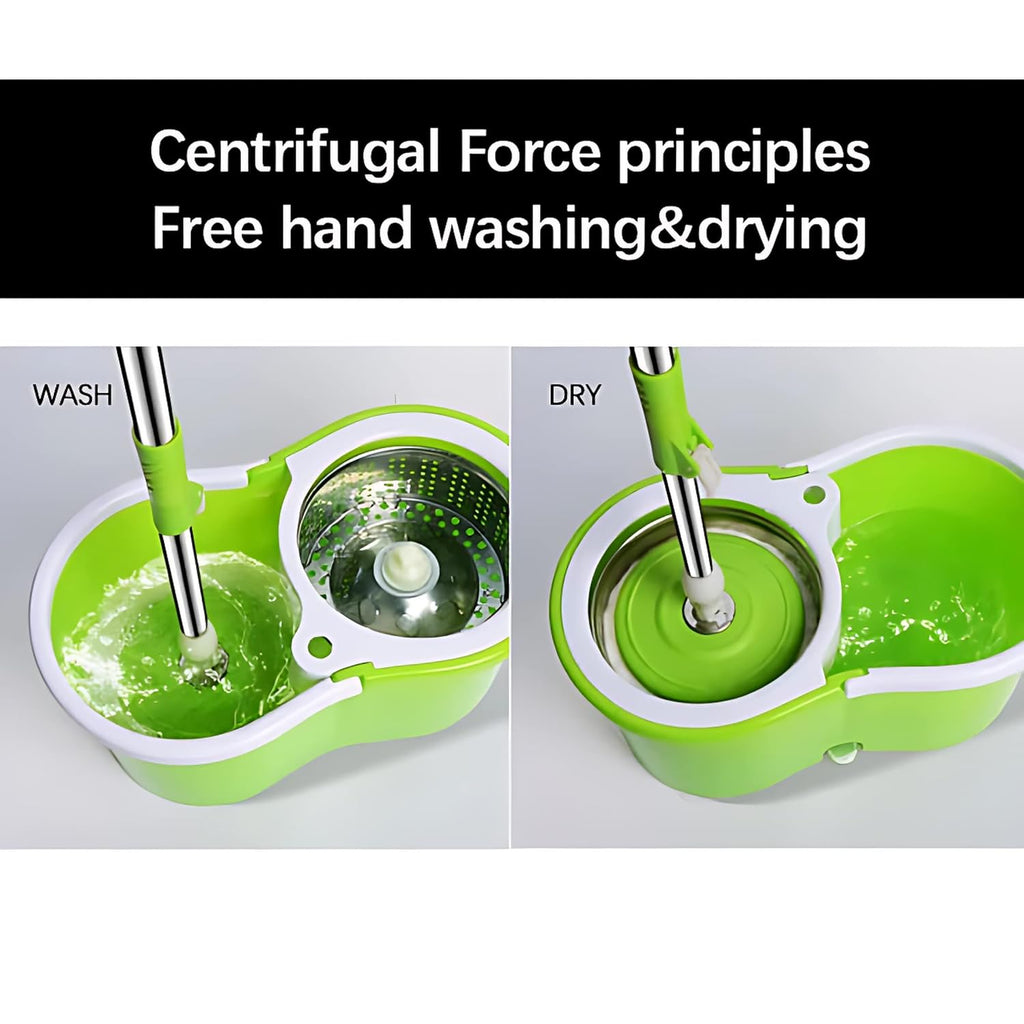 Spin Mop Prime with Water Outlet – Stainless Steel Wringer & 360° Rotating Microfiber Cleaning System (9L Capacity, 2 Mop Refills) - LIFE STORES UGANDA