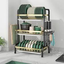 3-Layer Dish Drying Rack – Carbon Steel Dish Strainer for Kitchen - LIFE STORES UGANDA