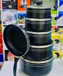 6-Piece Non-Stick Saucepan Set with Glass Lids – Durable Carbon Steel Cookware (Black) - LIFE STORES UGANDA
