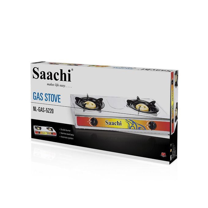 Saachi 2-Burner Gas Stove – Stainless Steel Top, Auto Ignition, Energy-Efficient Cooking - LIFE STORES UGANDA