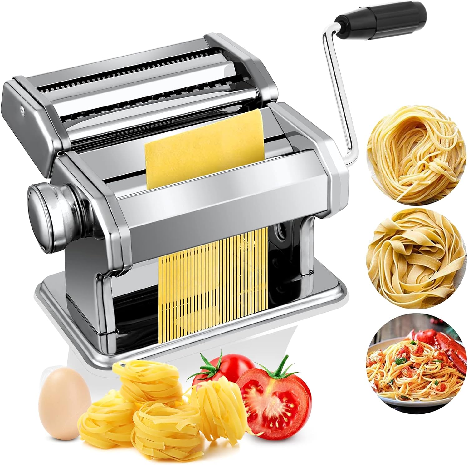 Pasta Machine – Stainless Steel Manual Noodles Maker with Multiple Adjustable Thickness Settings - LIFE STORES UGANDA