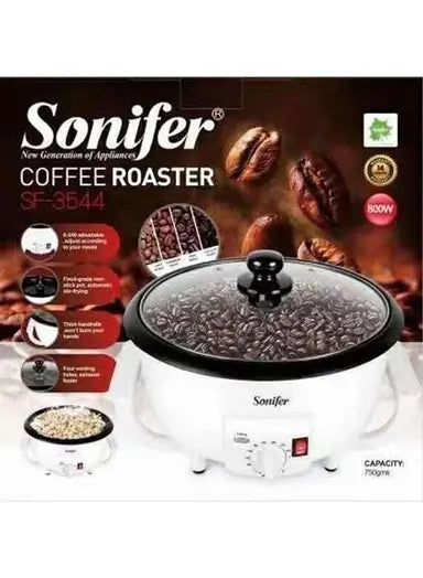 Sonifer Coffee Beans & Popcorn Roasting Machine – 1200W High-Capacity Home Coffee Roaster (300–500g) - LIFE STORES UGANDA