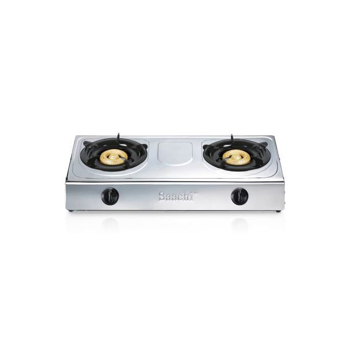 Saachi 2-Burner Gas Stove – Stainless Steel Top, Auto Ignition, Energy-Efficient Cooking - LIFE STORES UGANDA
