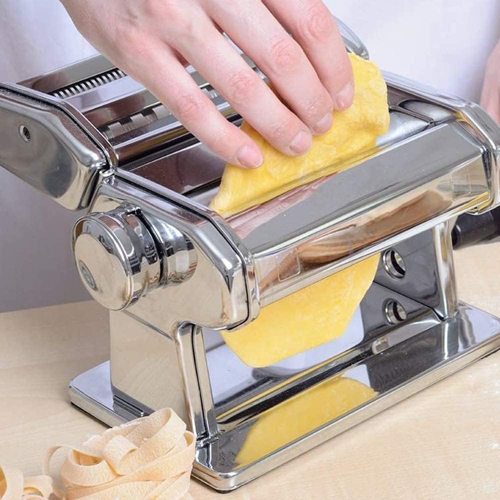 Pasta Machine – Stainless Steel Manual Noodles Maker with Multiple Adjustable Thickness Settings - LIFE STORES UGANDA