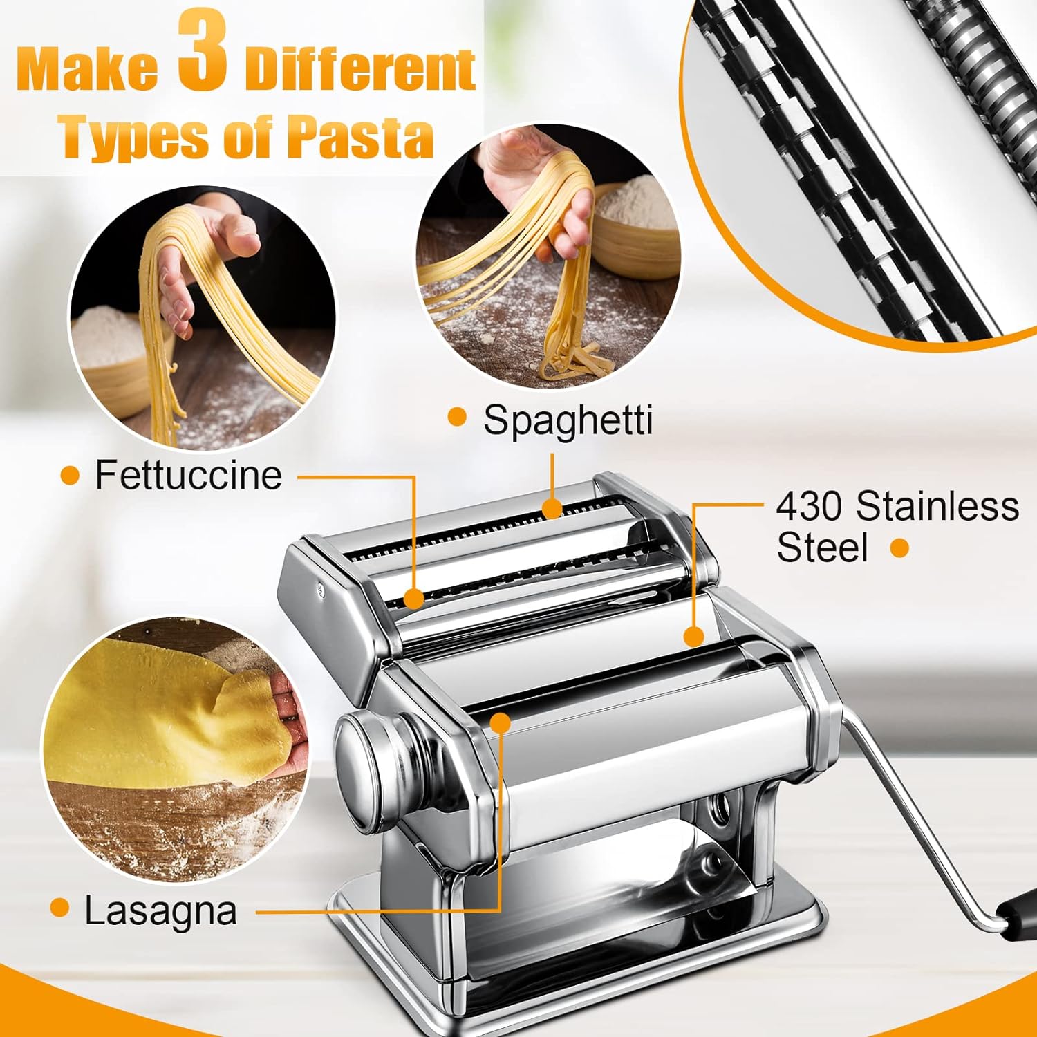 Pasta Machine – Stainless Steel Manual Noodles Maker with Multiple Adjustable Thickness Settings - LIFE STORES UGANDA